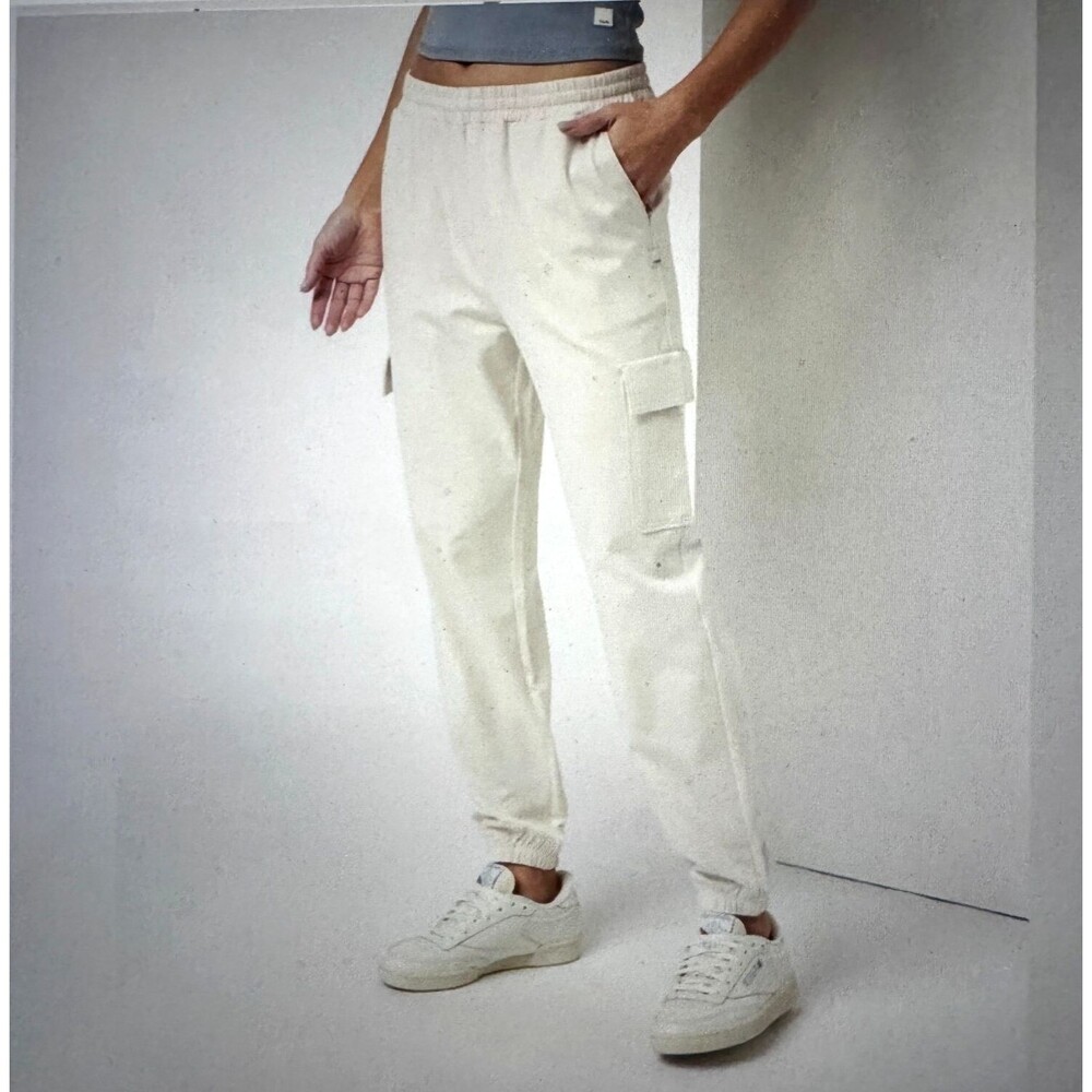 Vuori Women’s Size Large Boyfriend Cargo Jogger Milkweed Heather Side Pockets